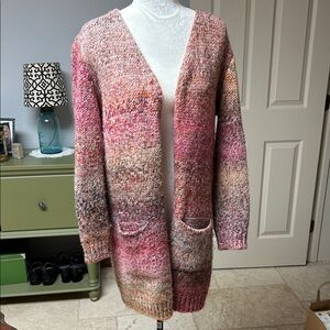 Cozy Belle France Pink and Brown Knit Cardigan